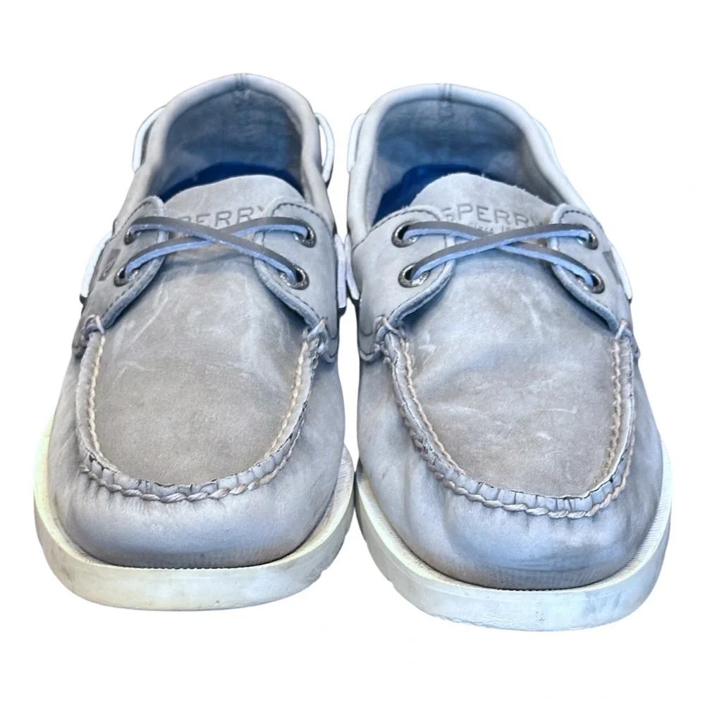 Sperry Top-Sider A/O 2-Eye Leather Boat Shoes in Grey Men’s 7